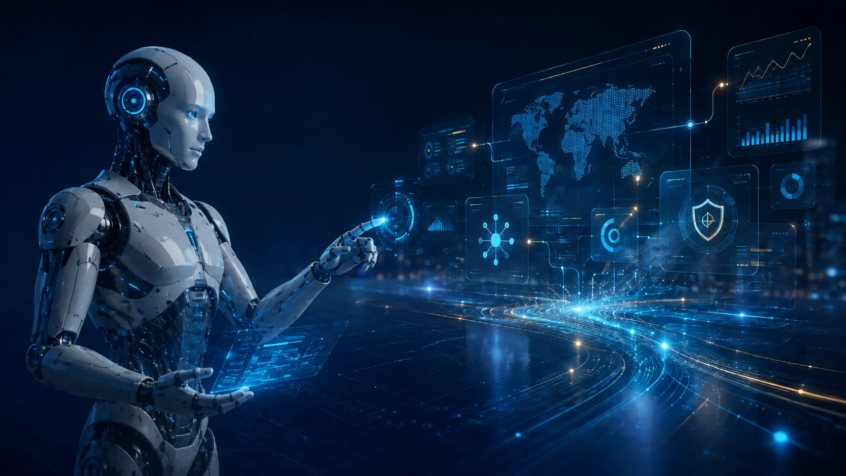 AI automation interface showing secure dashboards, workflow intelligence, analytics, and business system controls for Formastra Platforms.